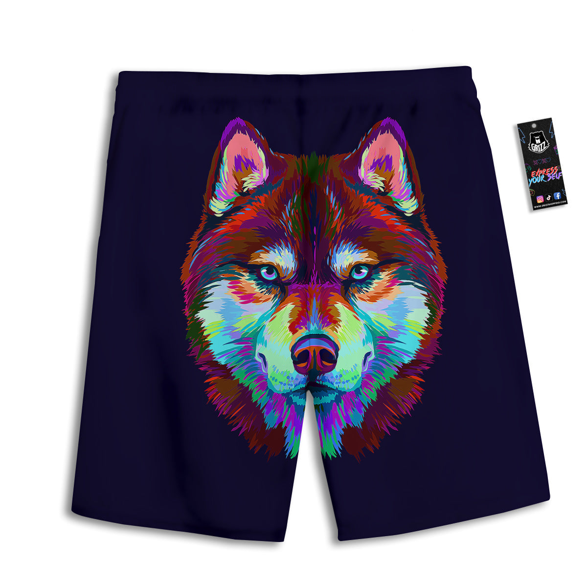 Siberian Husky Colorful Print Men's Athletic Shorts