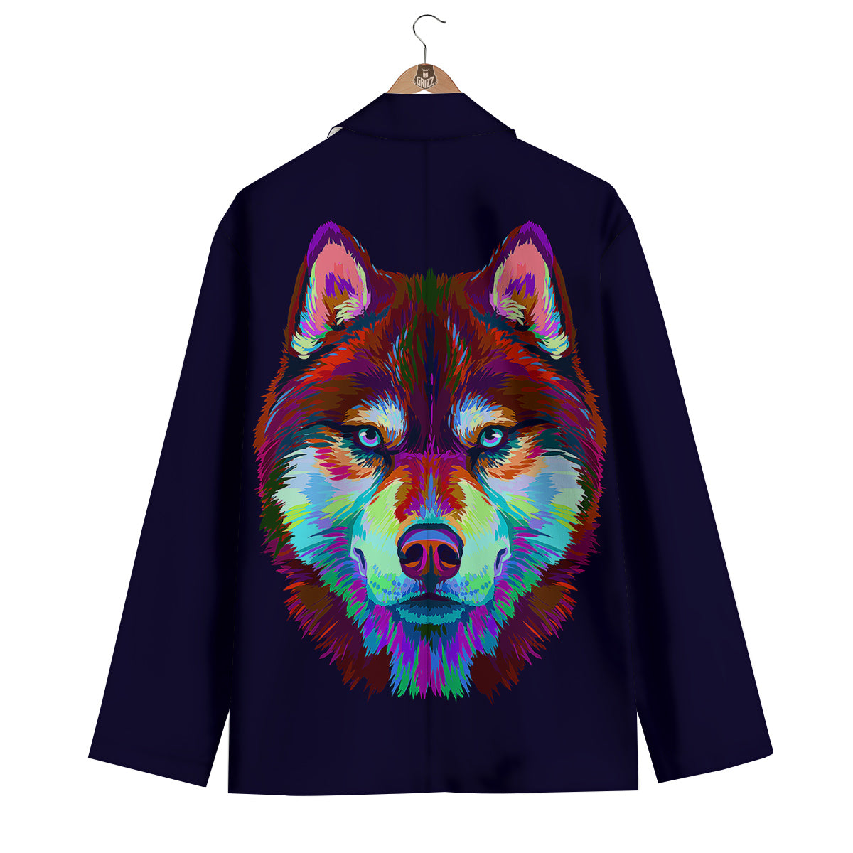 Siberian Husky Colorful Print Men's Blazer-grizzshop