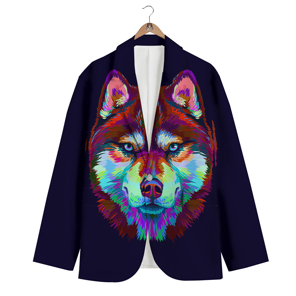 Siberian Husky Colorful Print Men's Blazer-grizzshop
