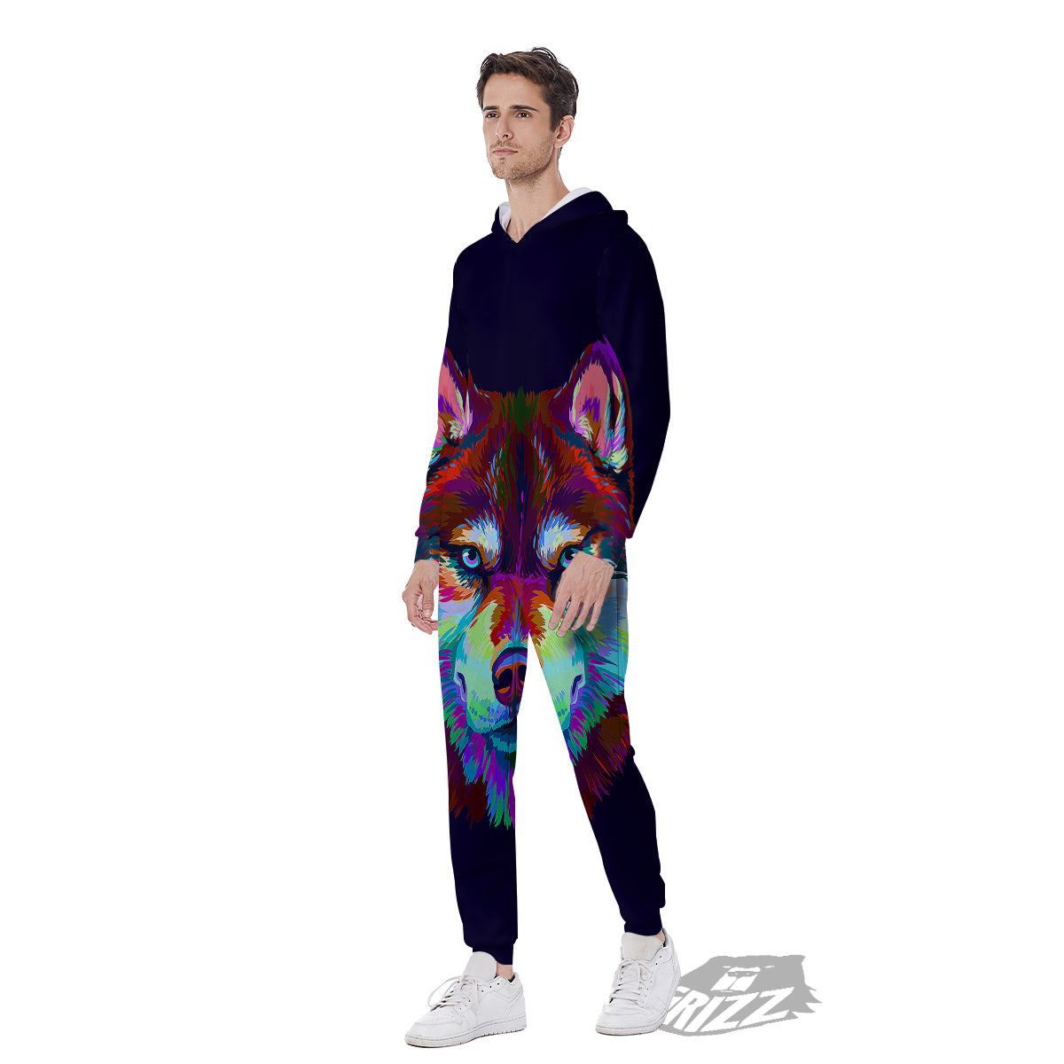Siberian Husky Colorful Print Men's Jumpsuit-grizzshop