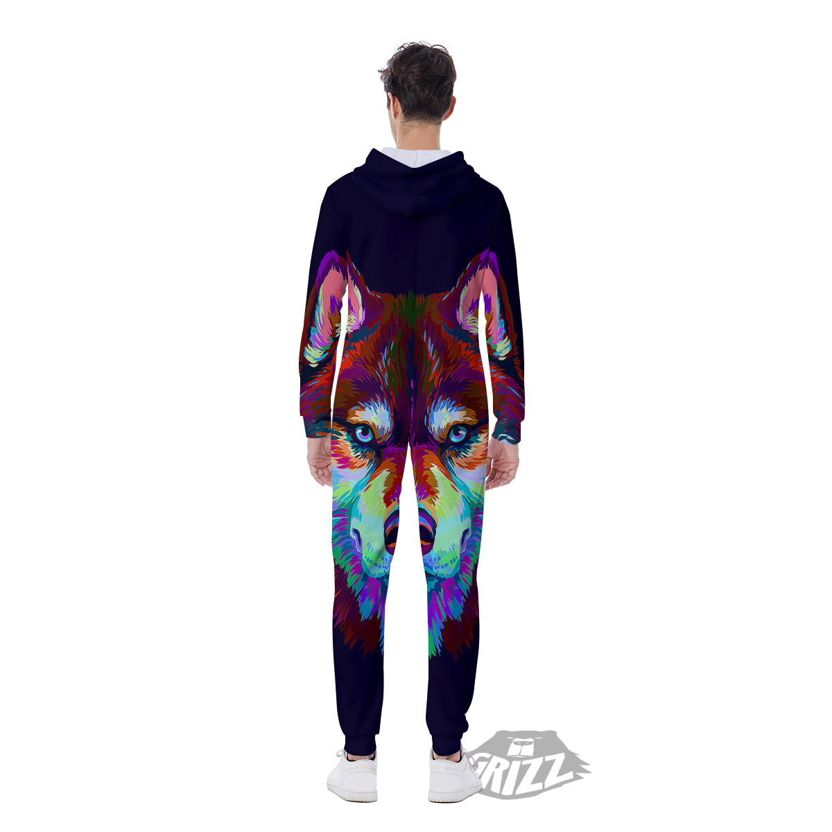 Siberian Husky Colorful Print Men's Jumpsuit-grizzshop