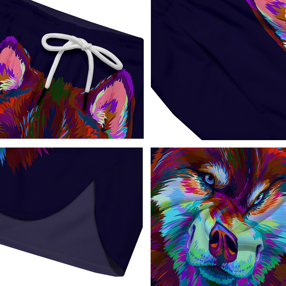 Siberian Husky Colorful Print Men's Running Shorts-grizzshop