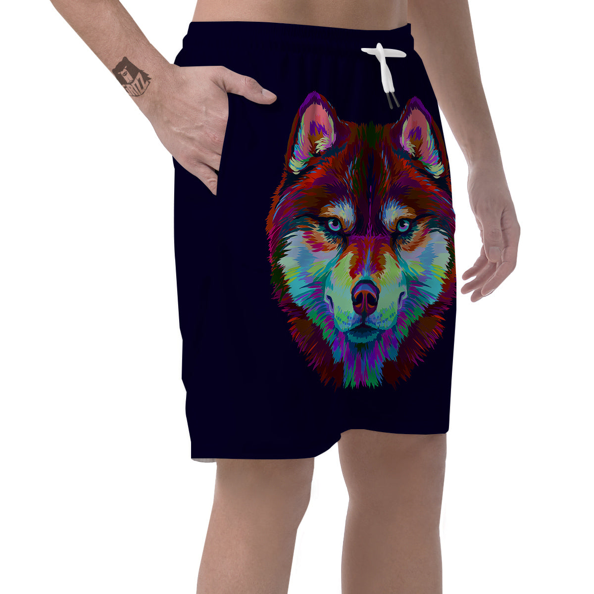 Siberian Husky Colorful Print Men's Shorts-grizzshop