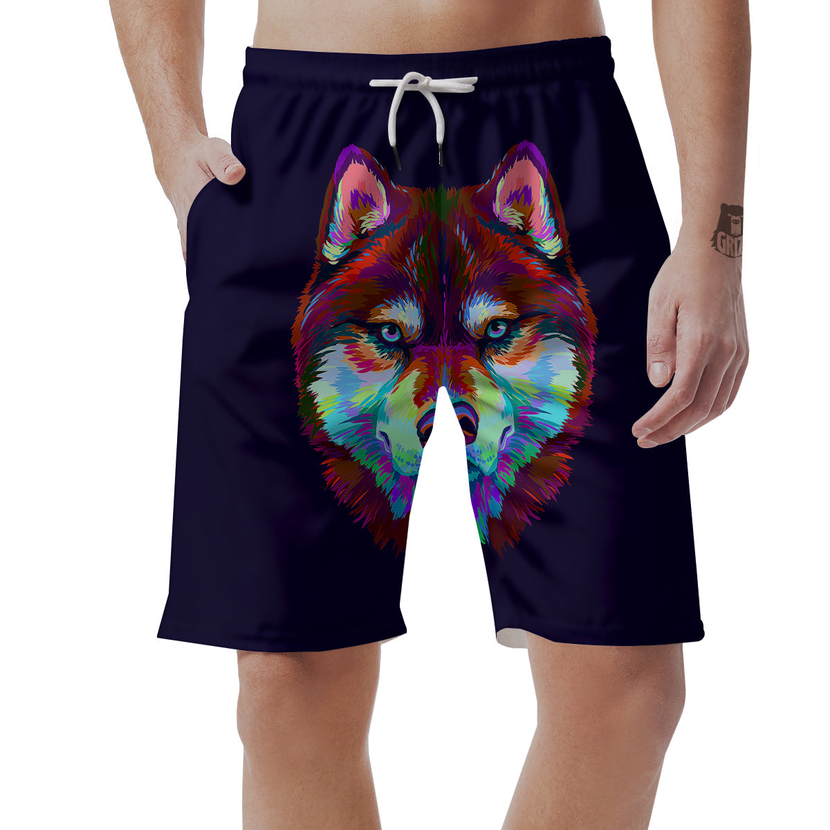 Siberian Husky Colorful Print Men's Shorts-grizzshop