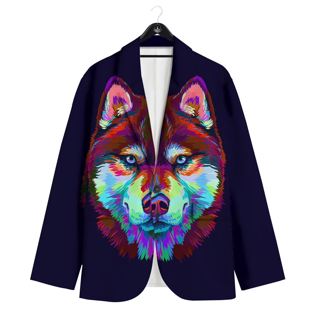 Siberian Husky Colorful Print Men's Sport Coat-grizzshop