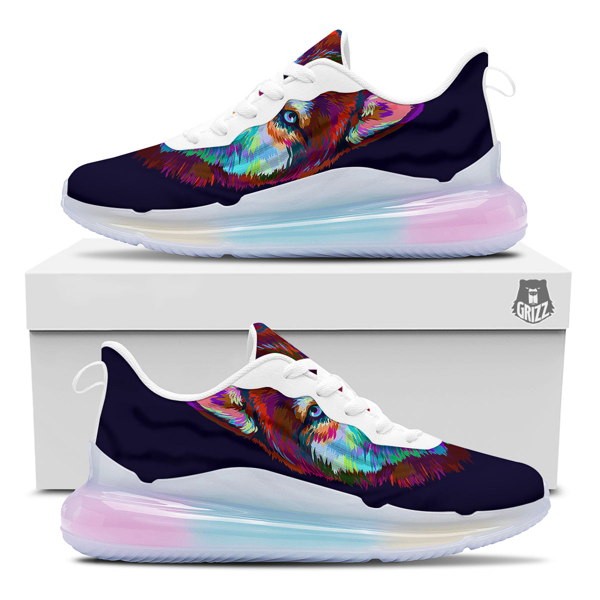 Siberian Husky Colorful Print Running Sneakers-grizzshop