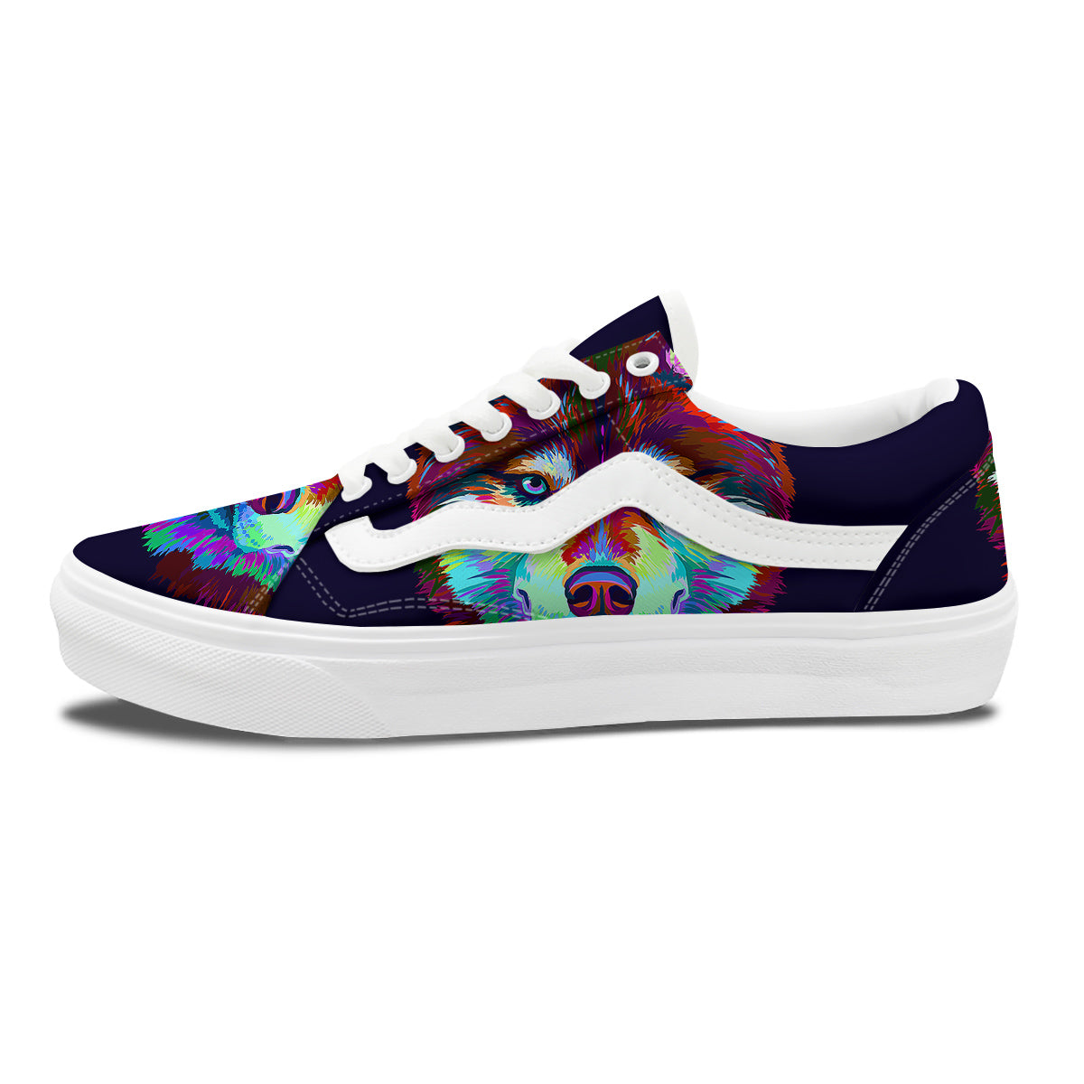 Siberian Husky Colorful Print Skate Shoes-grizzshop