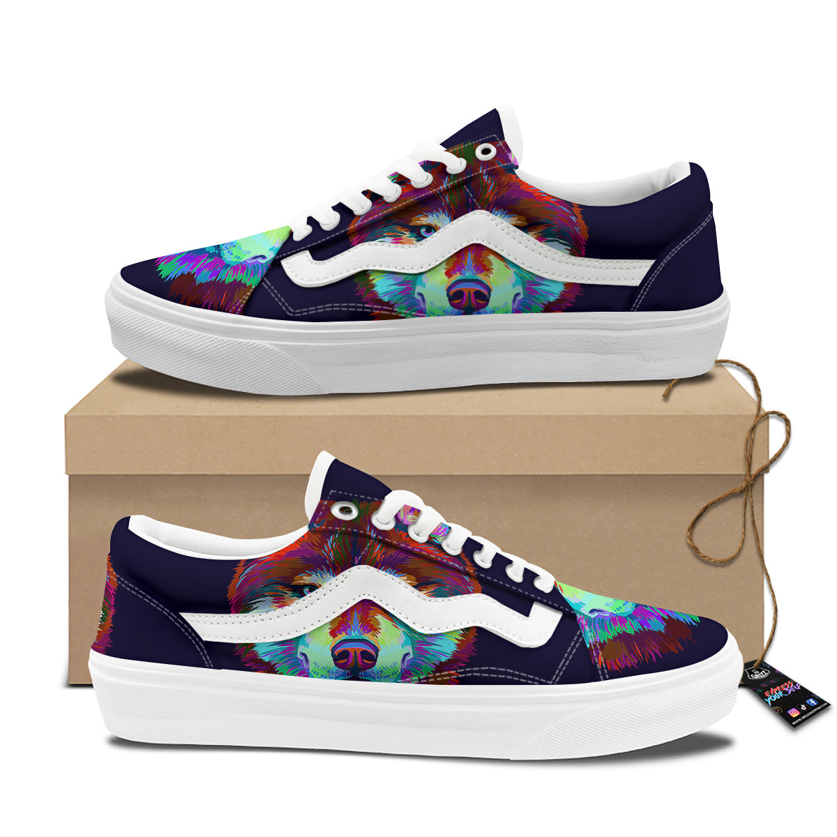Siberian Husky Colorful Print Skate Shoes-grizzshop