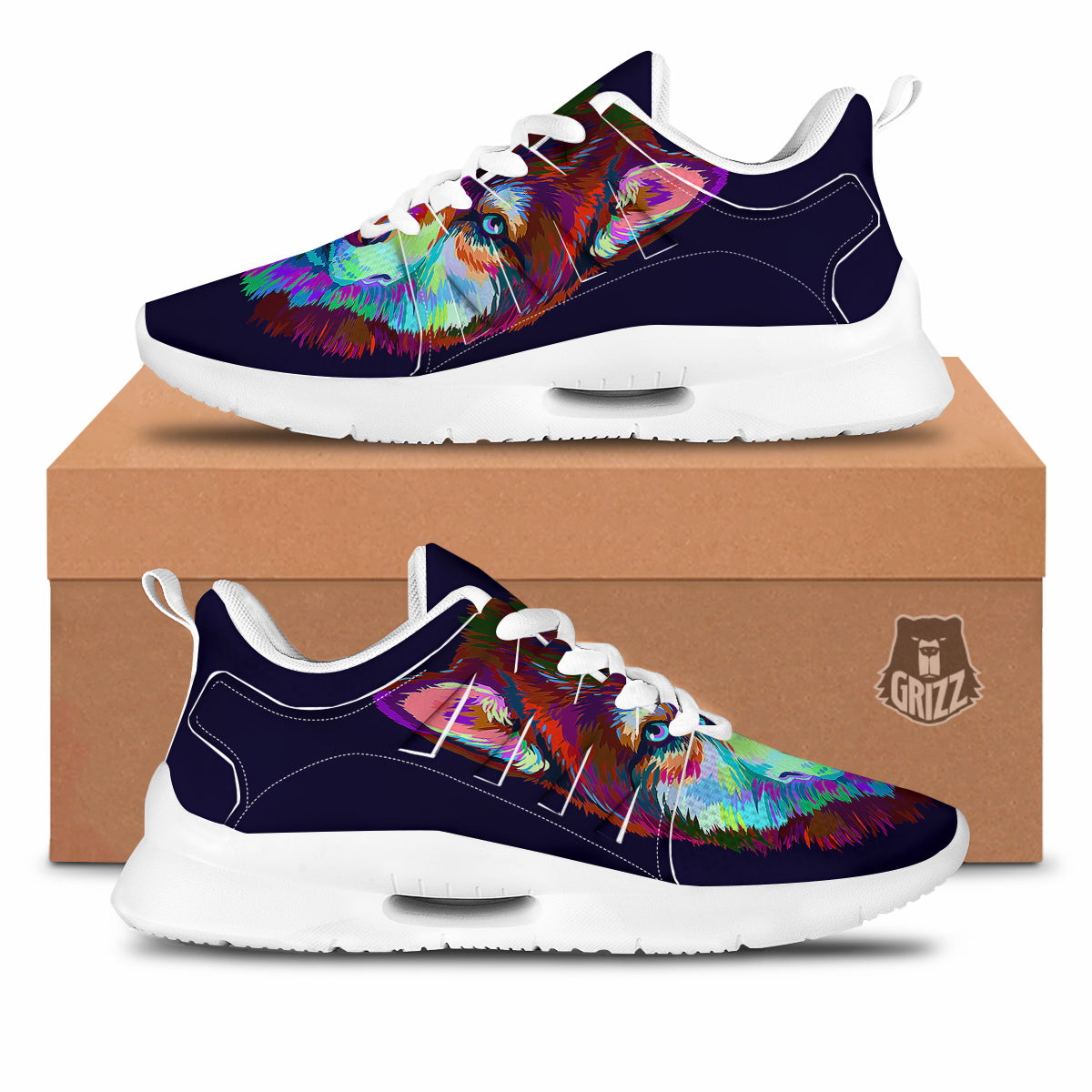Siberian Husky Colorful Print Tennis Shoes-grizzshop