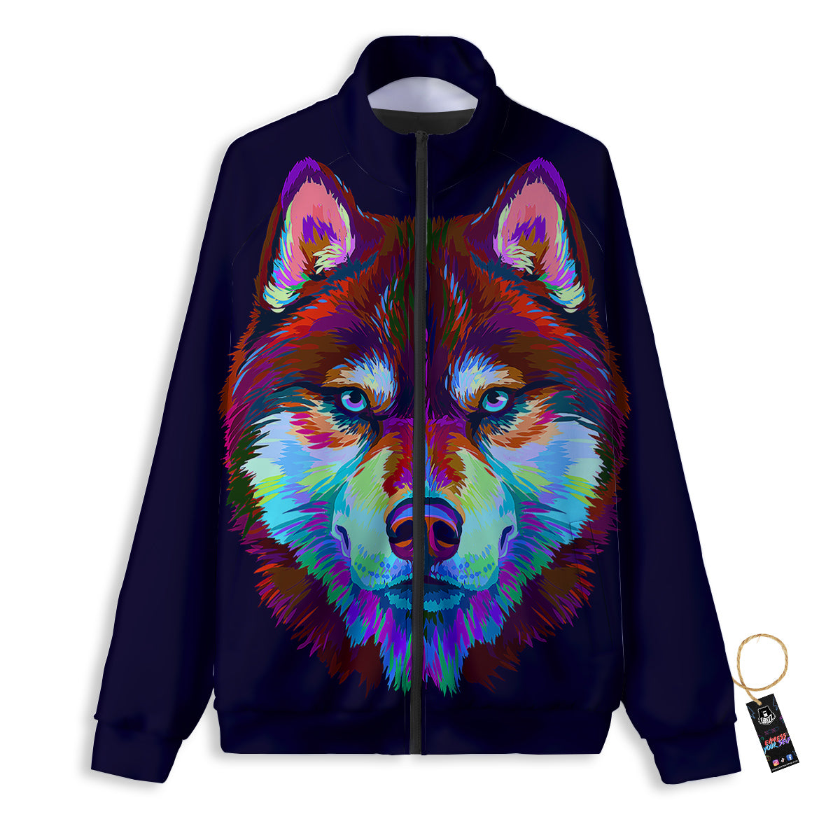 Siberian Husky Colorful Print Track Jacket-grizzshop