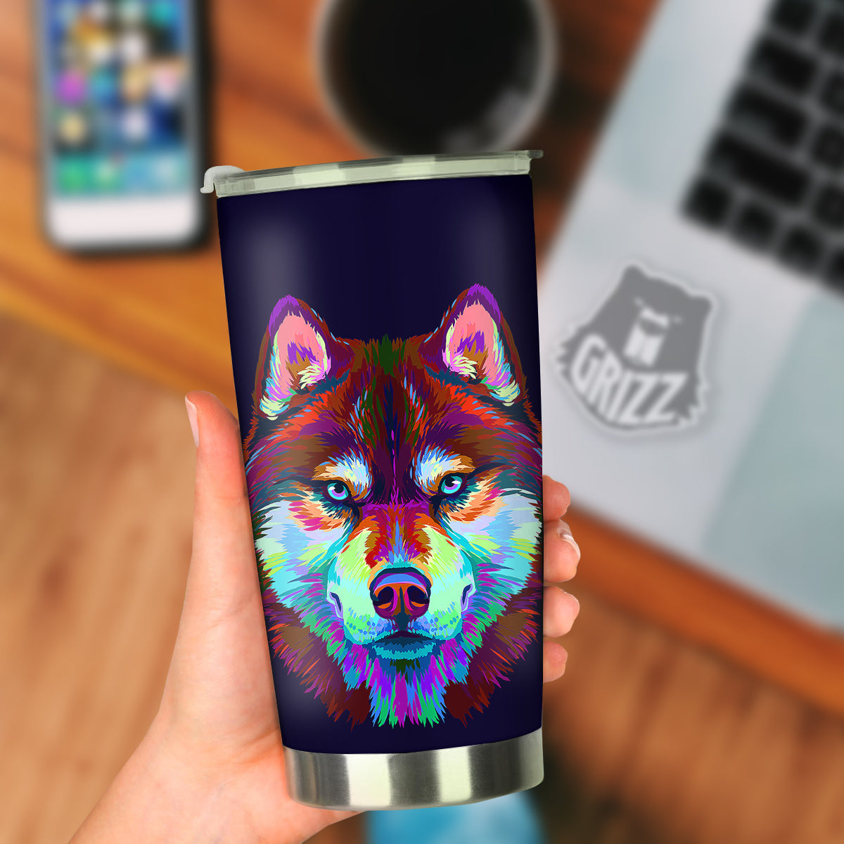 Siberian Husky Colorful Print Tumbler-grizzshop
