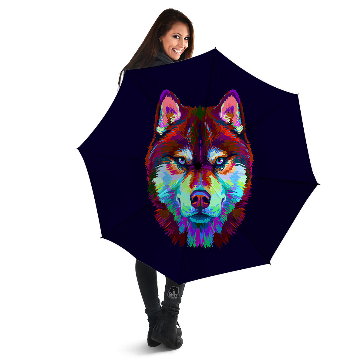 Siberian Husky Colorful Print Umbrella-grizzshop
