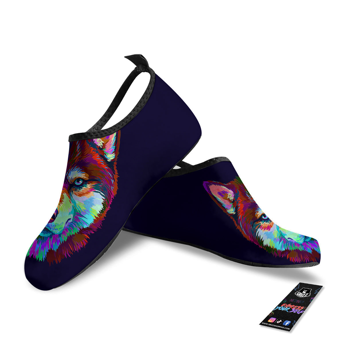 Siberian Husky Colorful Print Water Shoes-grizzshop
