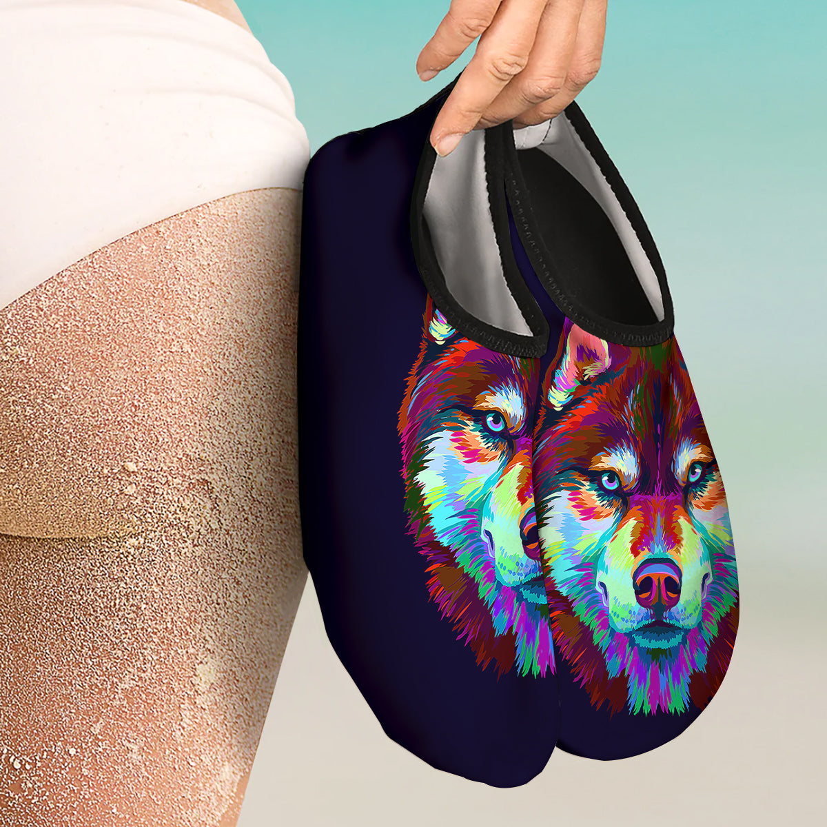 Siberian Husky Colorful Print Water Shoes-grizzshop