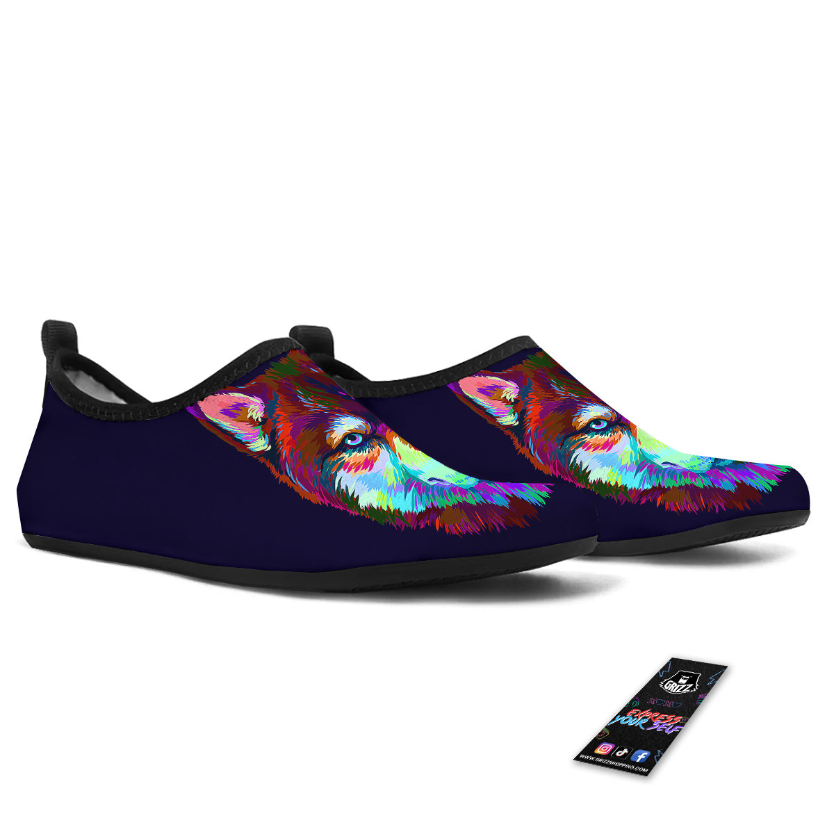 Siberian Husky Colorful Print Water Shoes-grizzshop