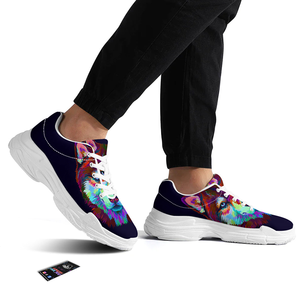 Siberian Husky Colorful Print White Chunky Shoes-grizzshop