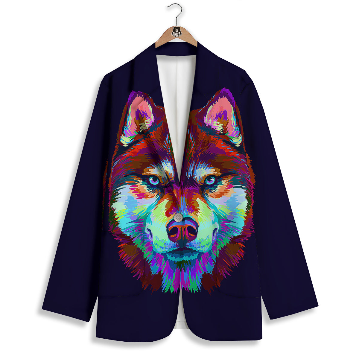 Siberian Husky Colorful Print Women's Blazer-grizzshop