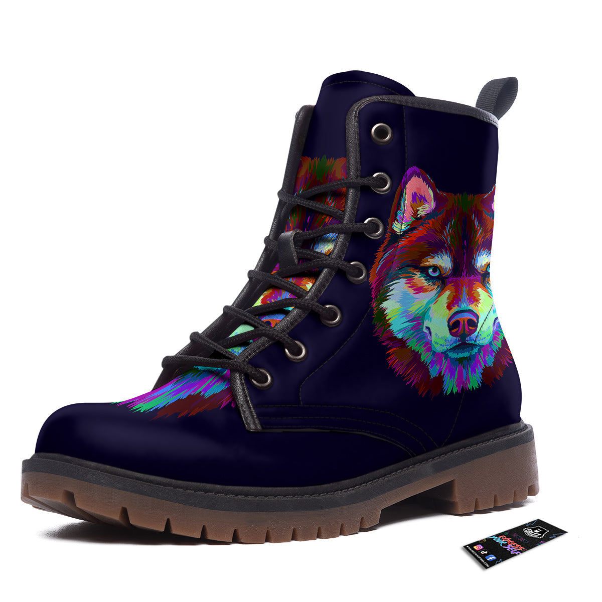 Siberian Husky Colorful Print Work Boots-grizzshop