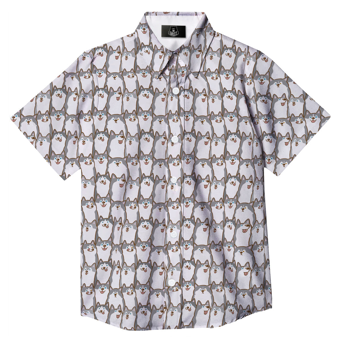Siberian Husky Cute Print Pattern Button Up Shirt-grizzshop