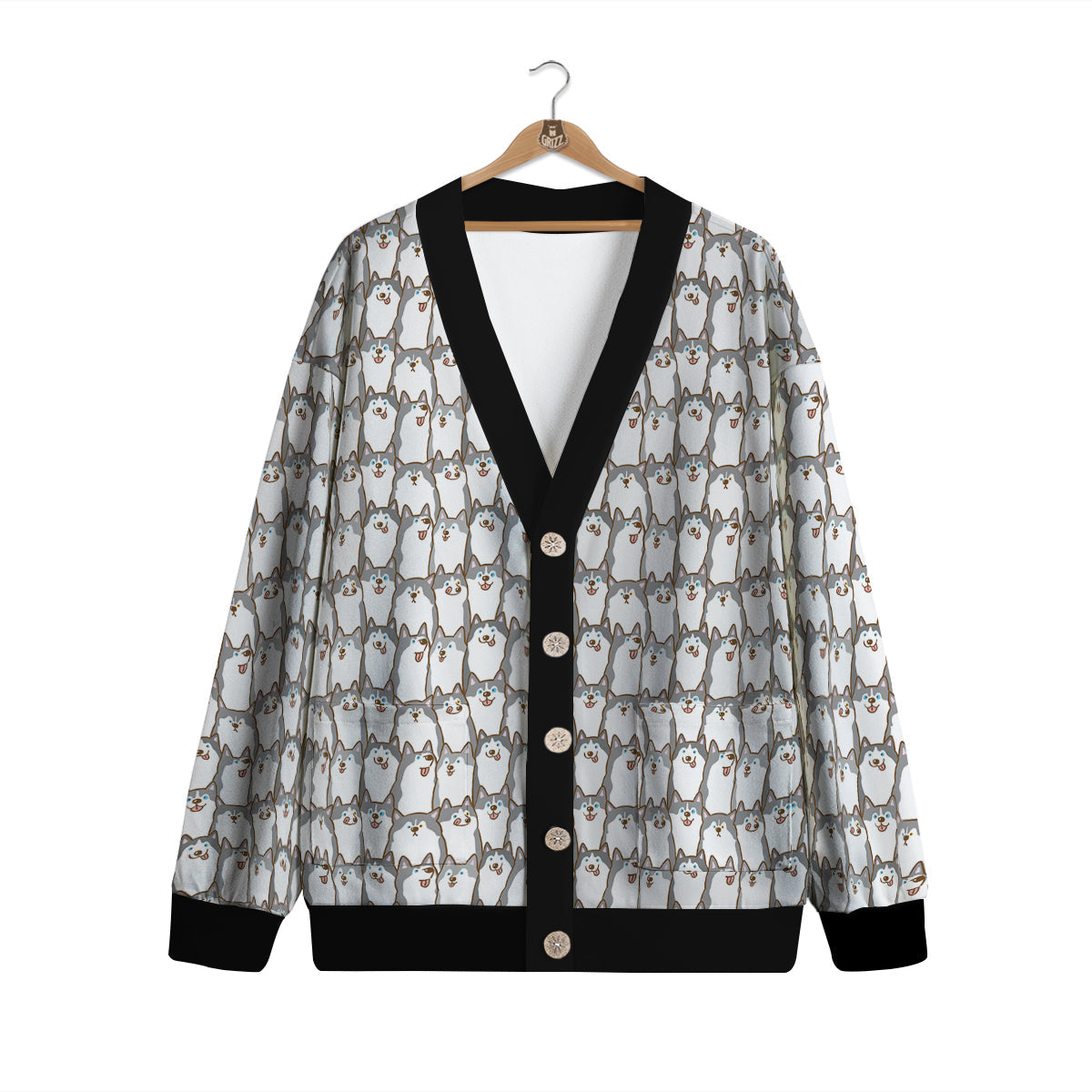 Siberian Husky Cute Print Pattern Cardigan-grizzshop