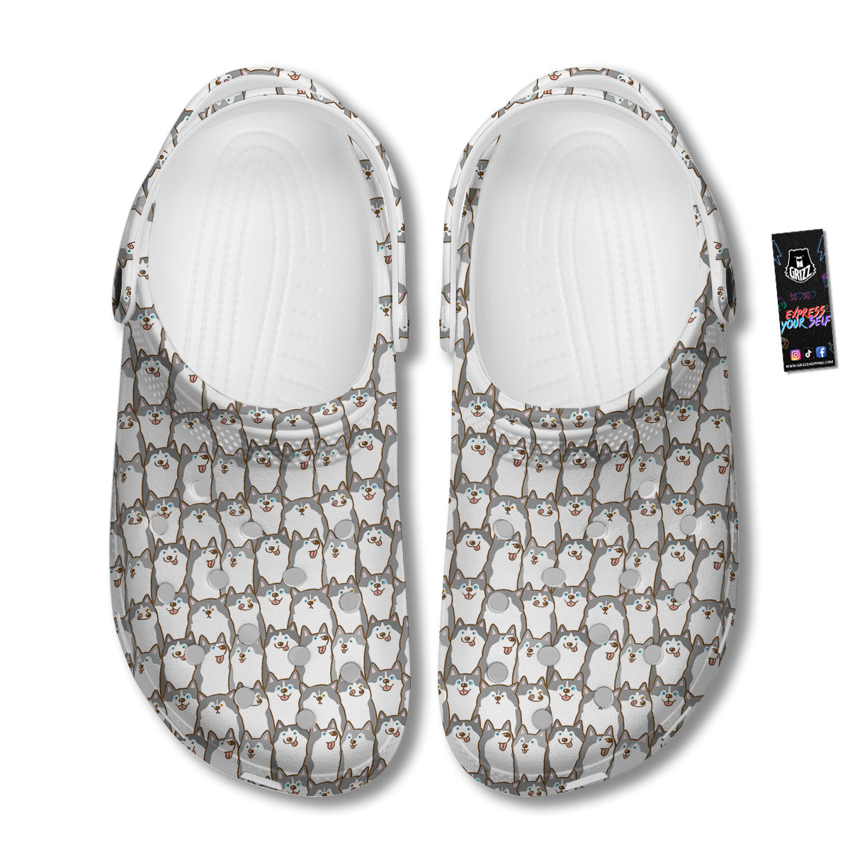 Siberian Husky Cute Print Pattern Clog-grizzshop