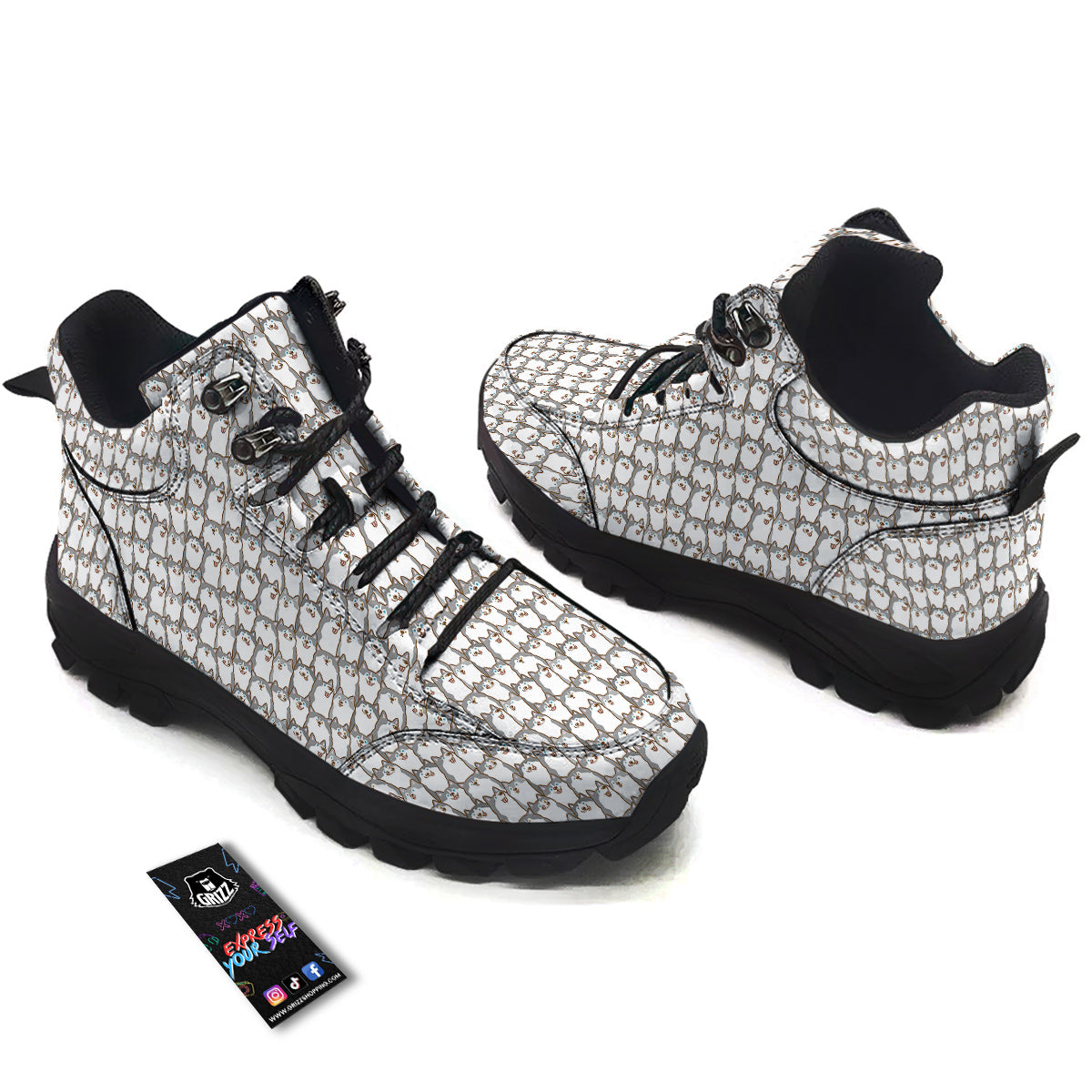 Siberian Husky Cute Print Pattern Hiking Shoes-grizzshop