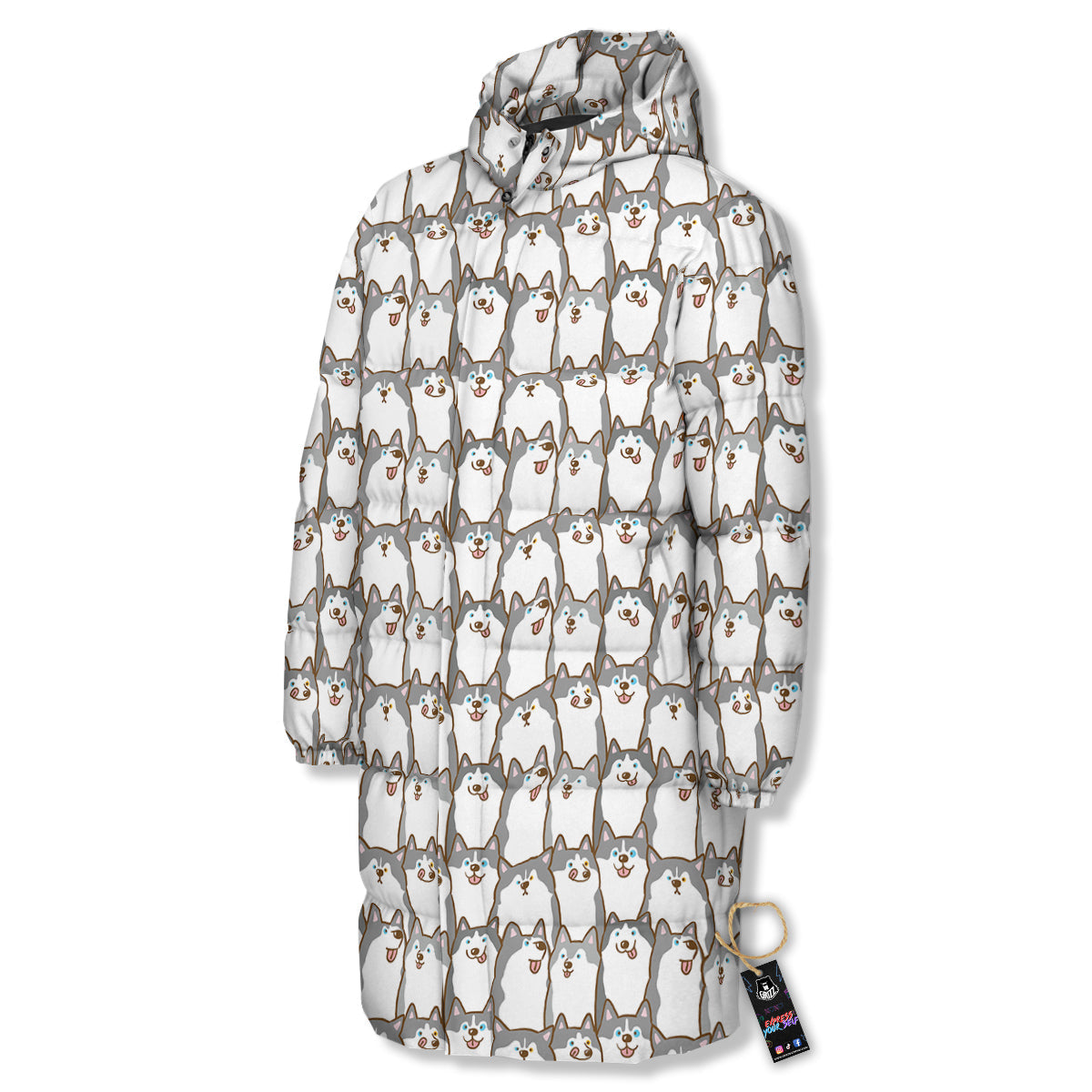 Siberian Husky Cute Print Pattern Long Down Jacket-grizzshop