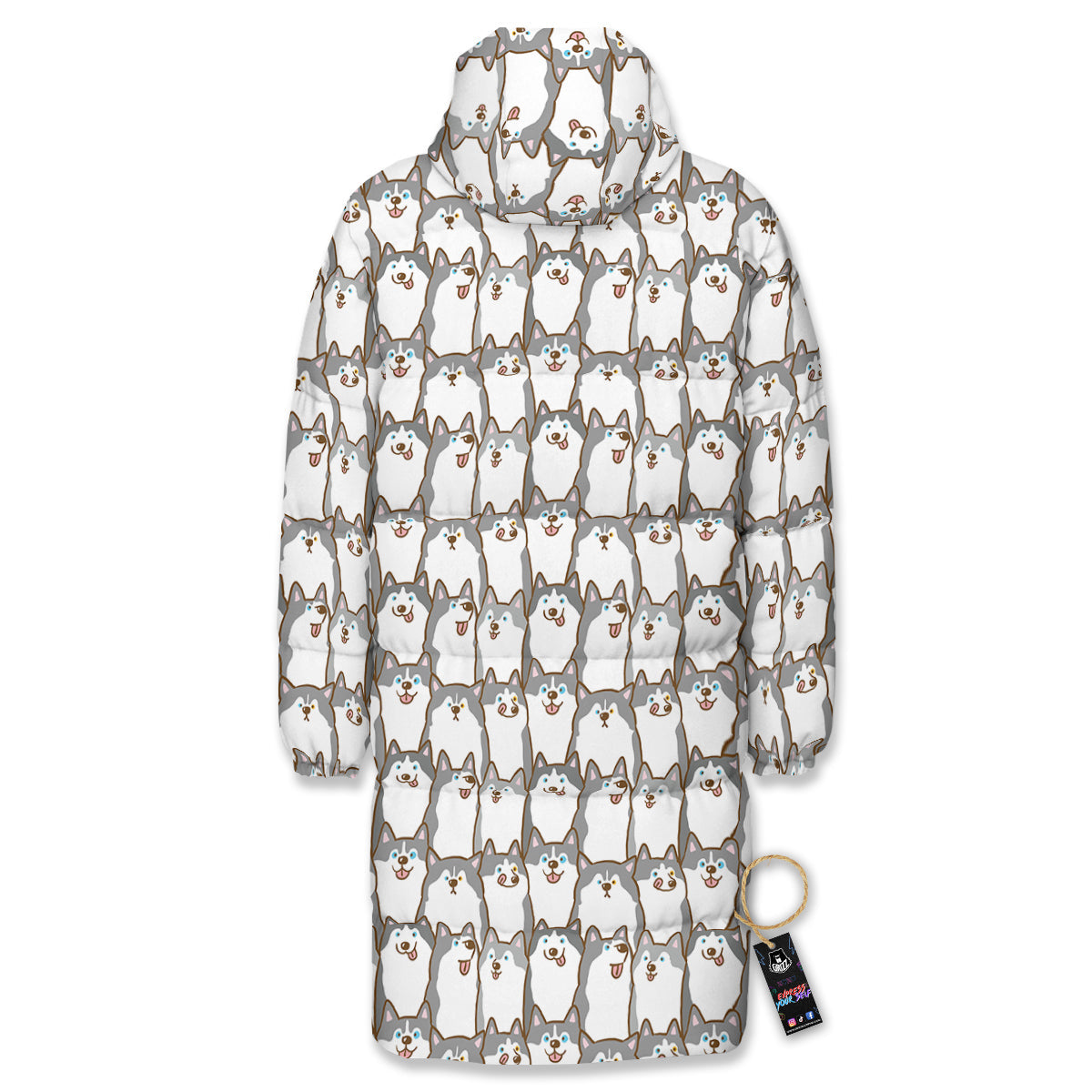 Siberian Husky Cute Print Pattern Long Down Jacket-grizzshop