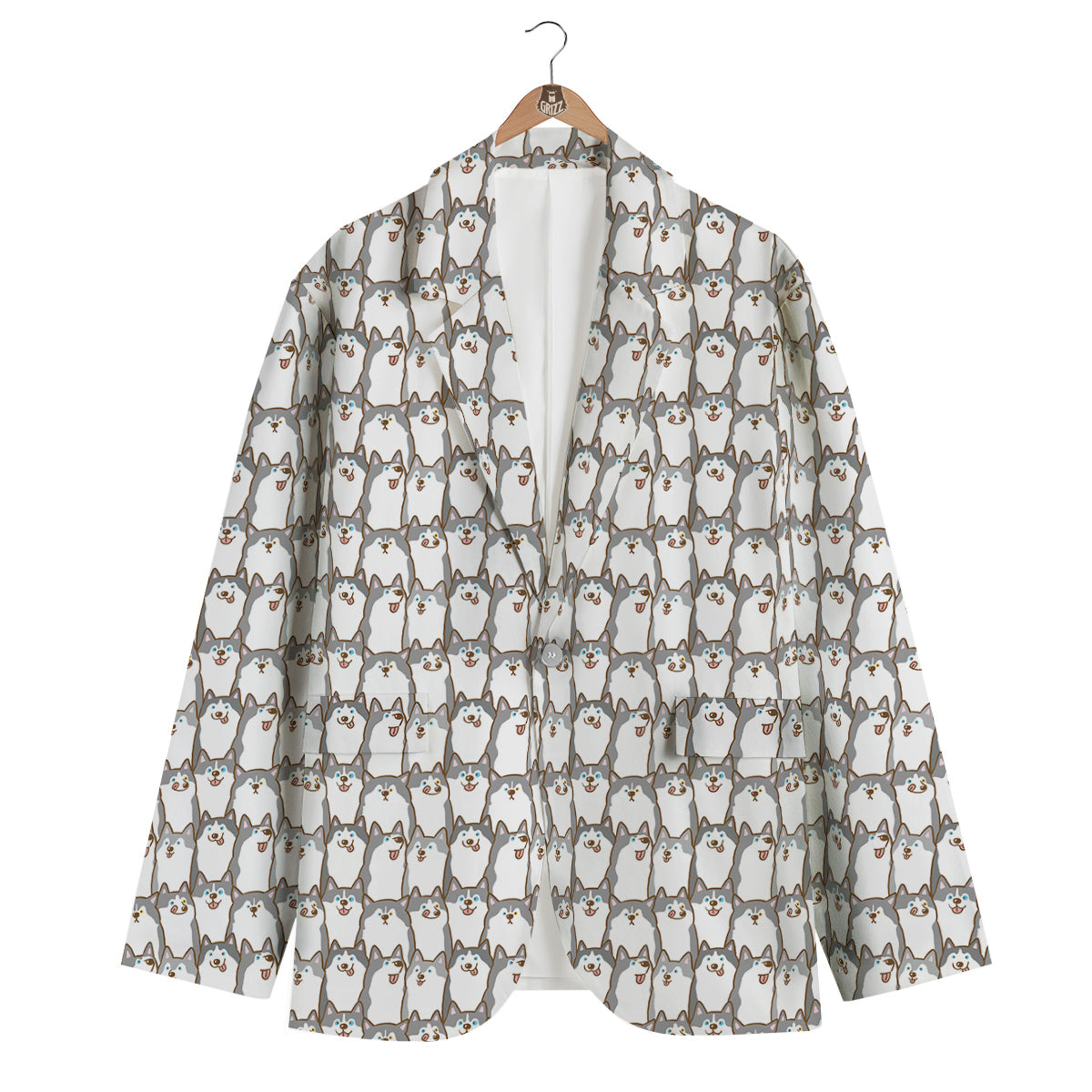 Siberian Husky Cute Print Pattern Men's Blazer-grizzshop