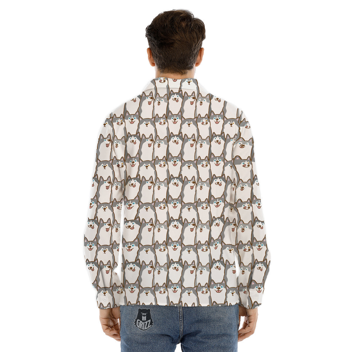 Siberian Husky Cute Print Pattern Men's Dress Shirts-grizzshop