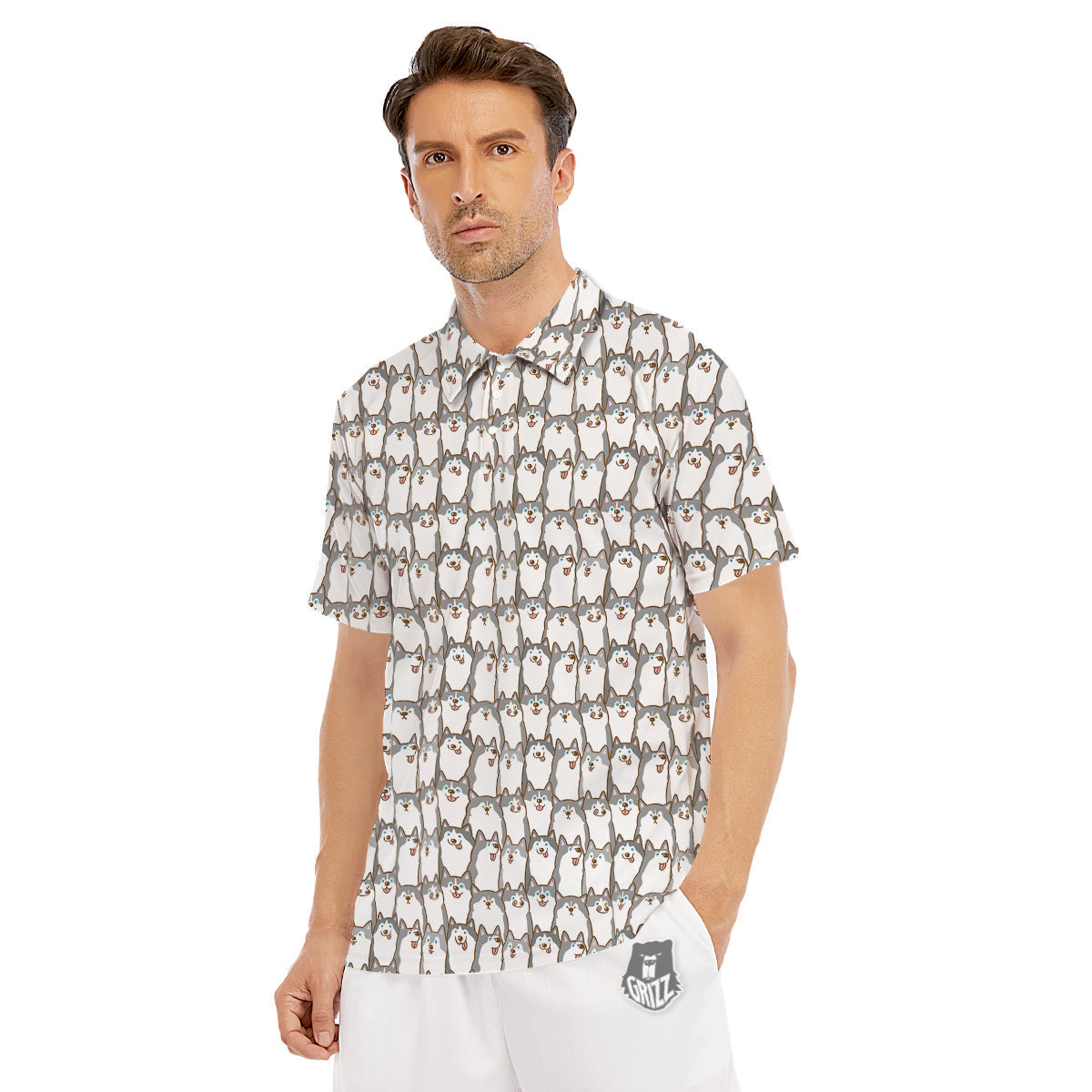 Siberian Husky Cute Print Pattern Men's Golf Shirts-grizzshop