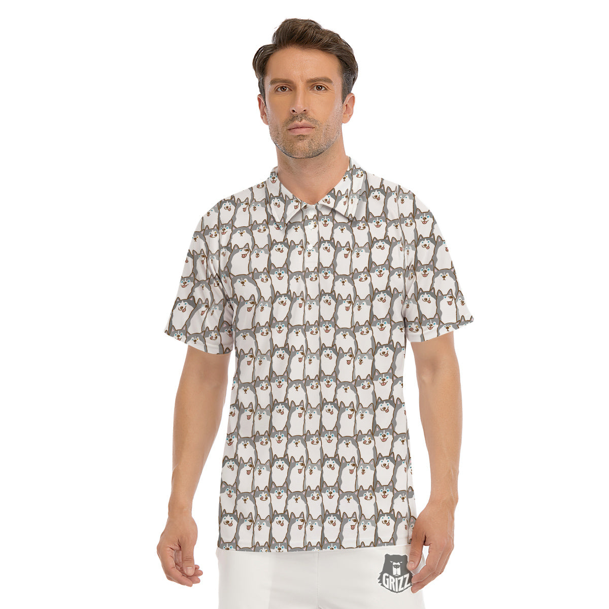 Siberian Husky Cute Print Pattern Men's Golf Shirts-grizzshop