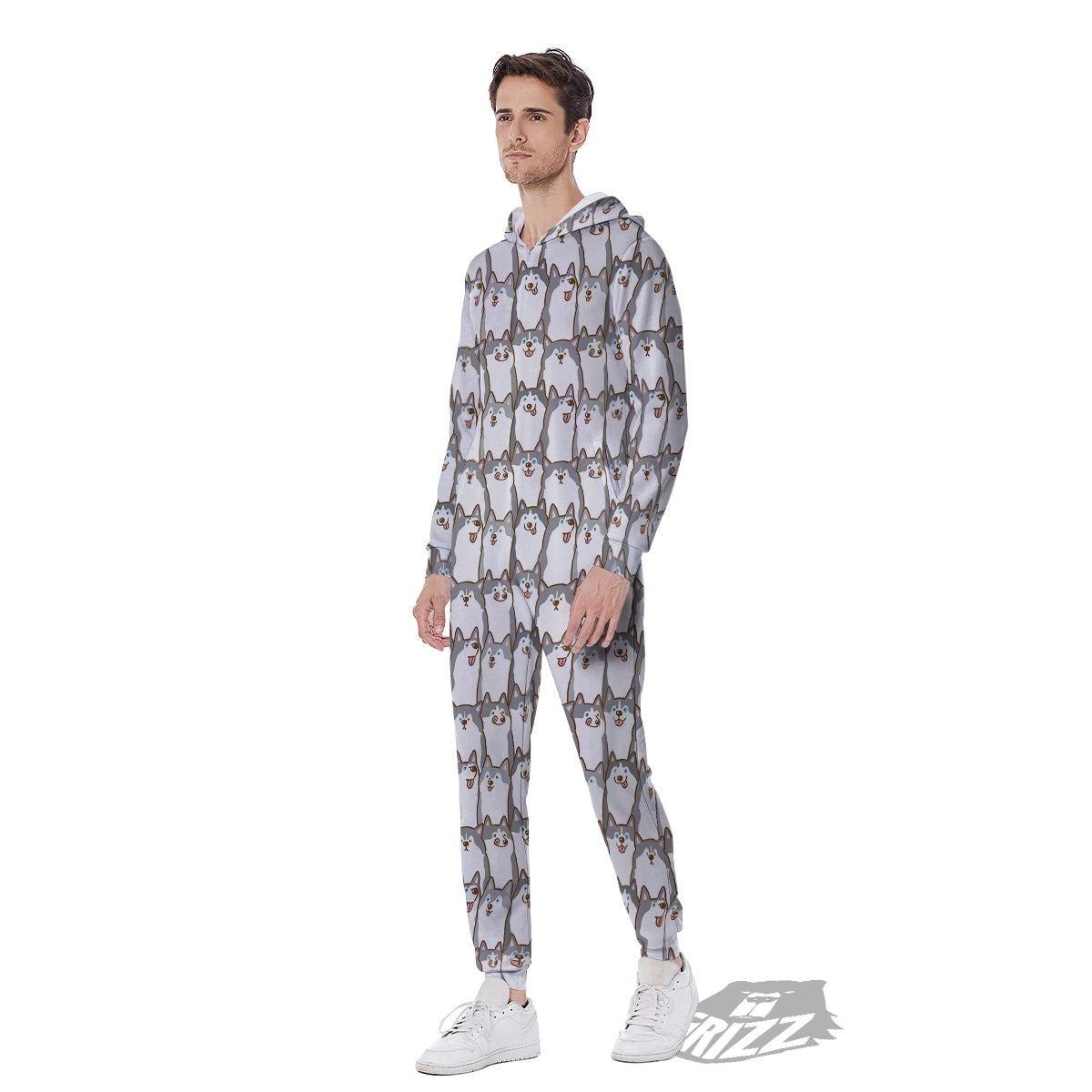 Siberian Husky Cute Print Pattern Men's Jumpsuit-grizzshop