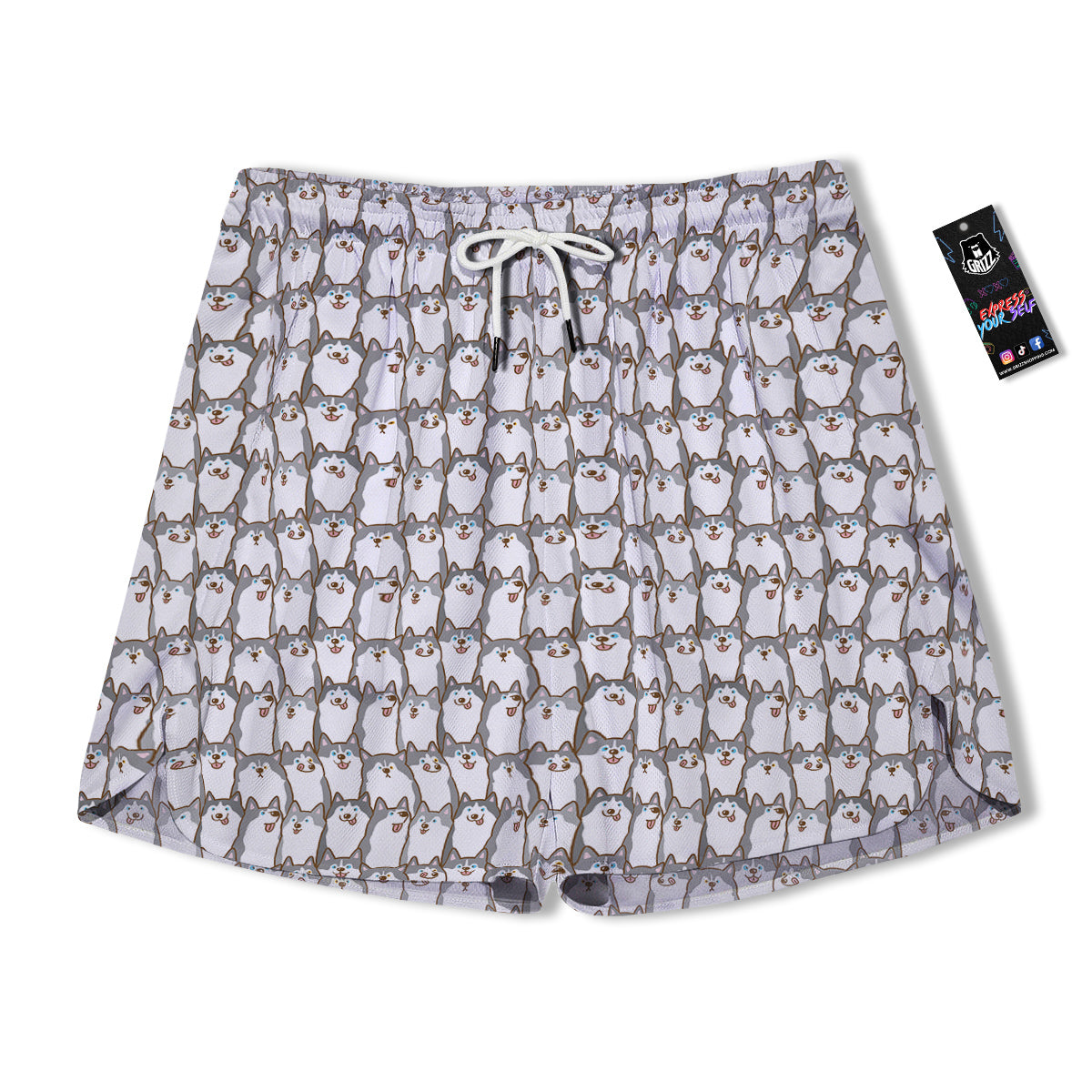 Siberian Husky Cute Print Pattern Men's Running Shorts-grizzshop