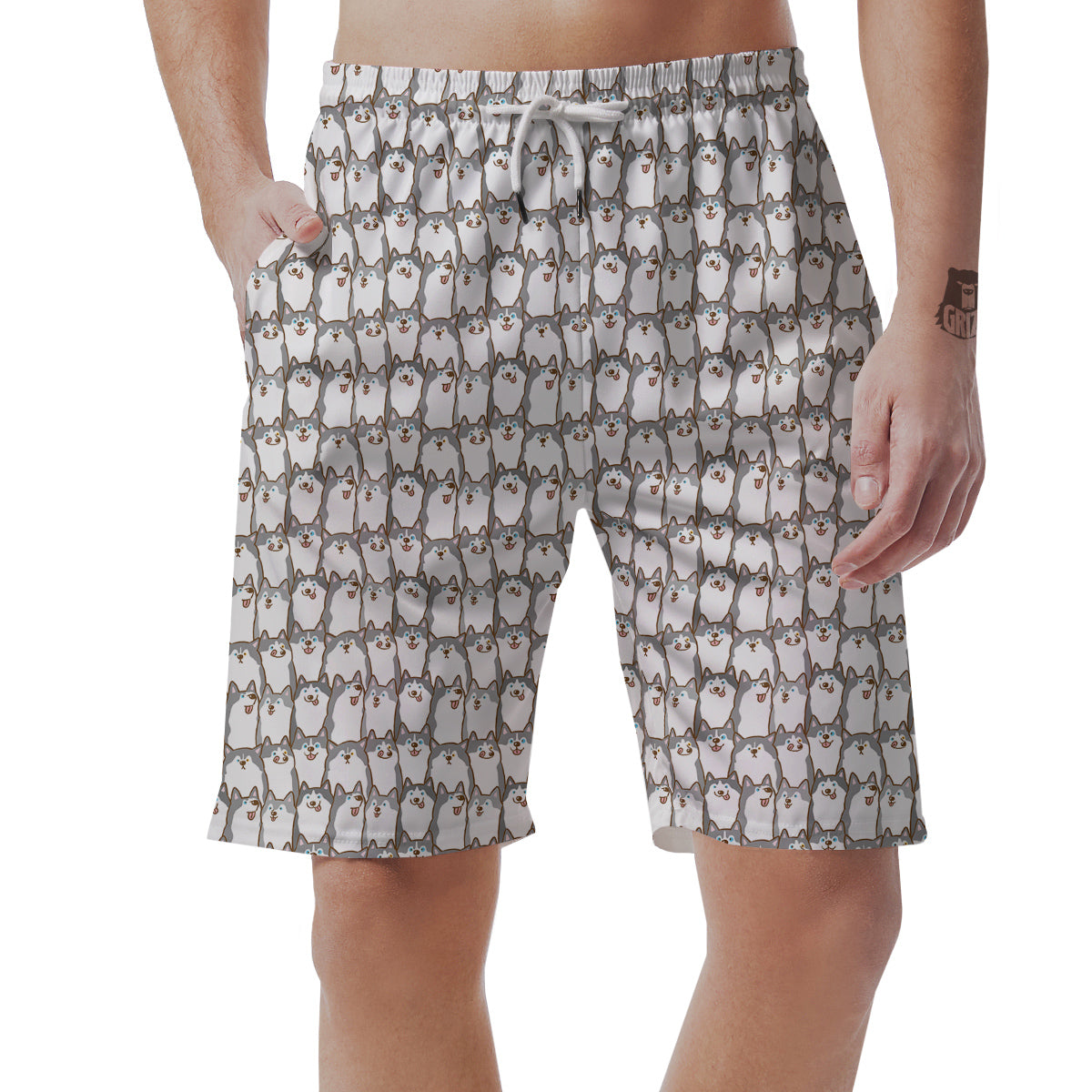 Siberian Husky Cute Print Pattern Men's Shorts-grizzshop