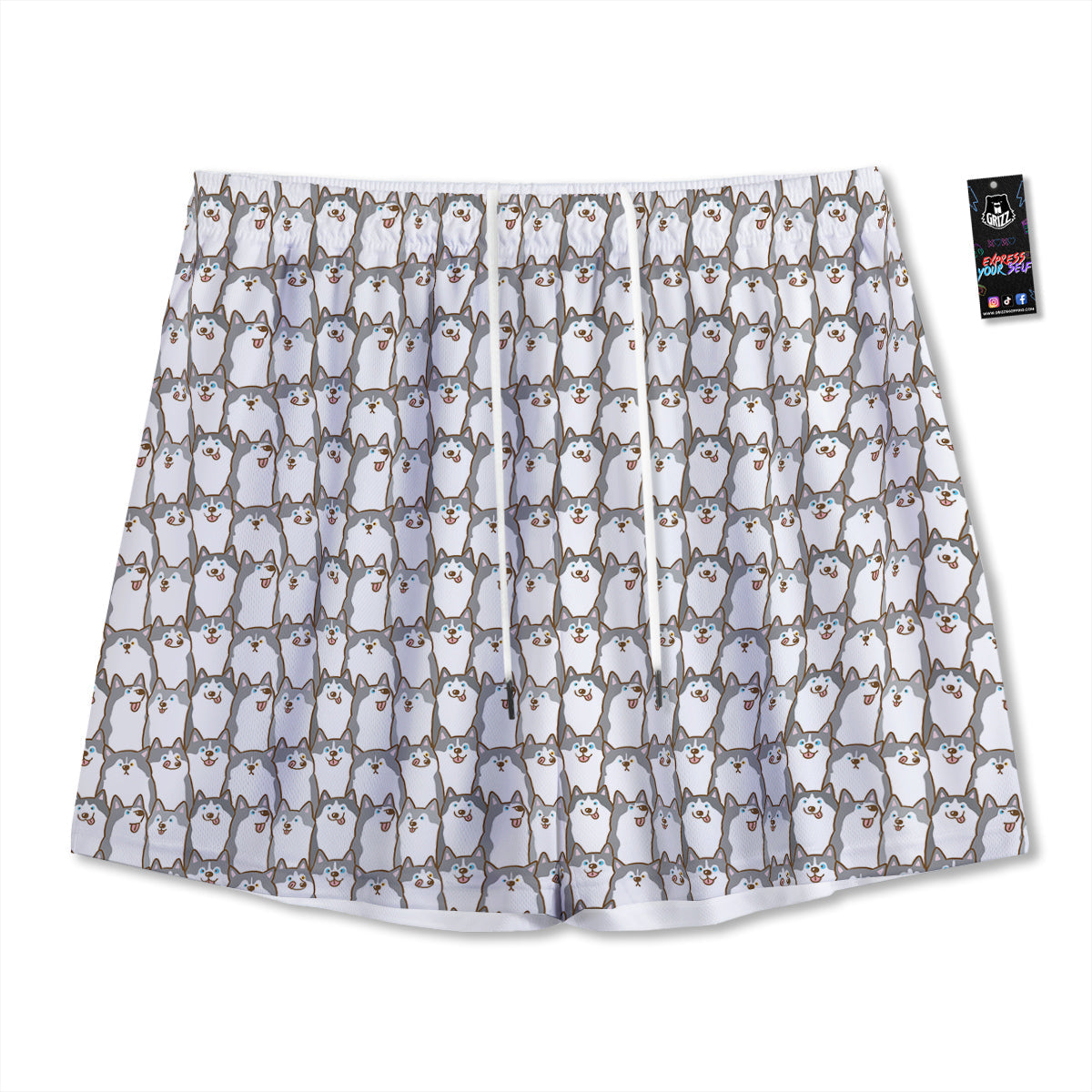 Siberian Husky Cute Print Pattern Mesh Shorts