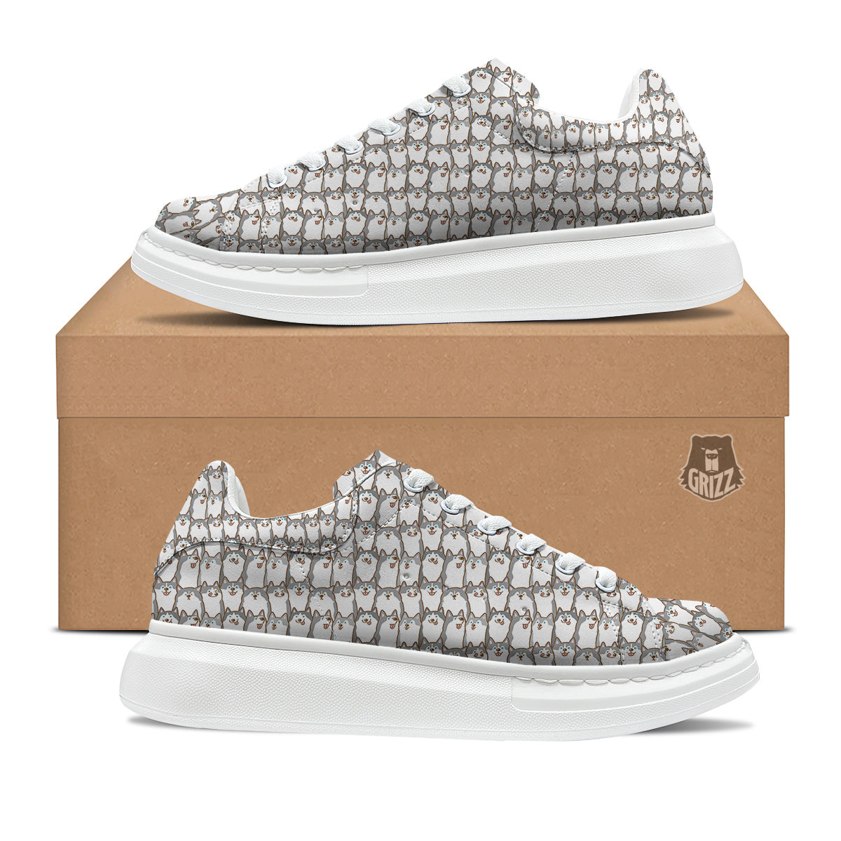 Siberian Husky Cute Print Pattern Platform Shoes-grizzshop