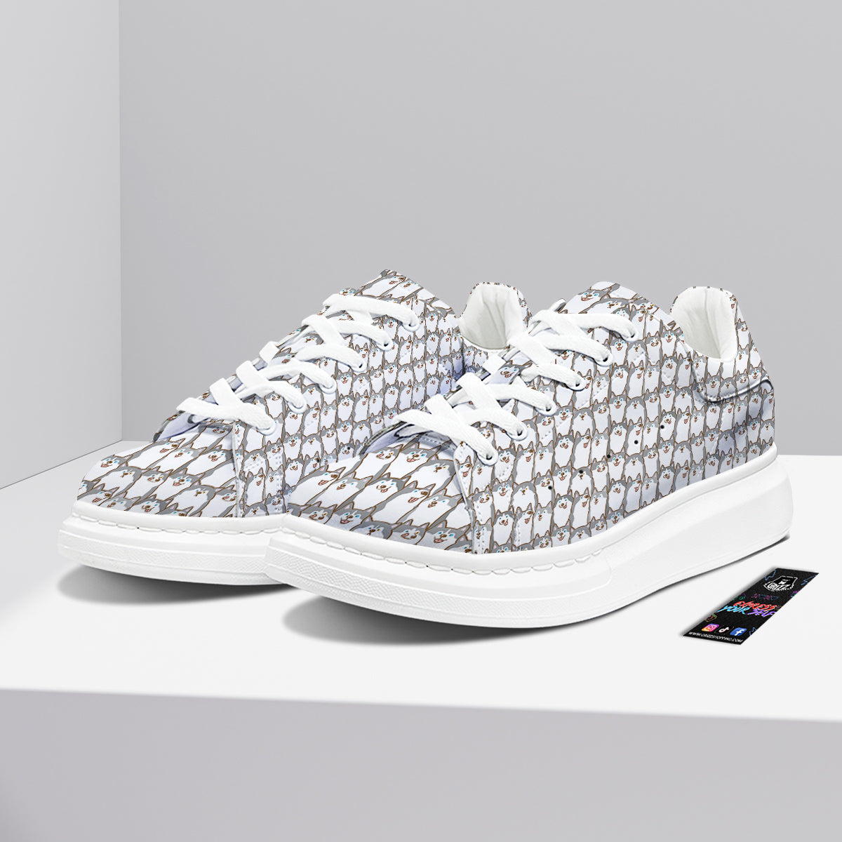 Siberian Husky Cute Print Pattern Platform Shoes-grizzshop