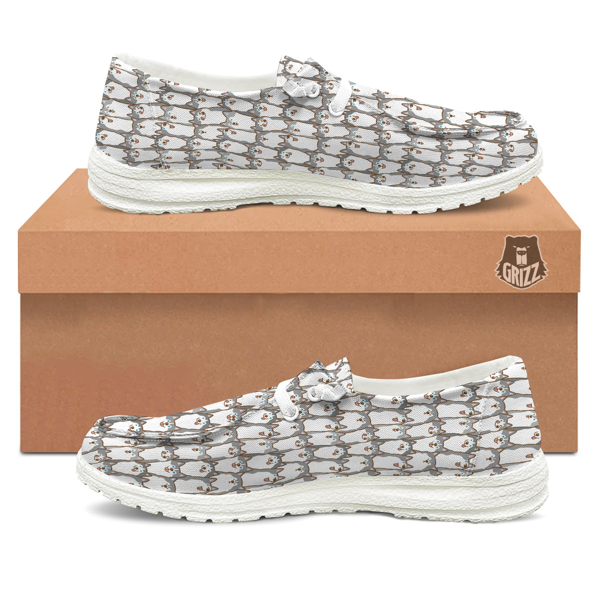 Siberian Husky Cute Print Pattern White Loafers-grizzshop