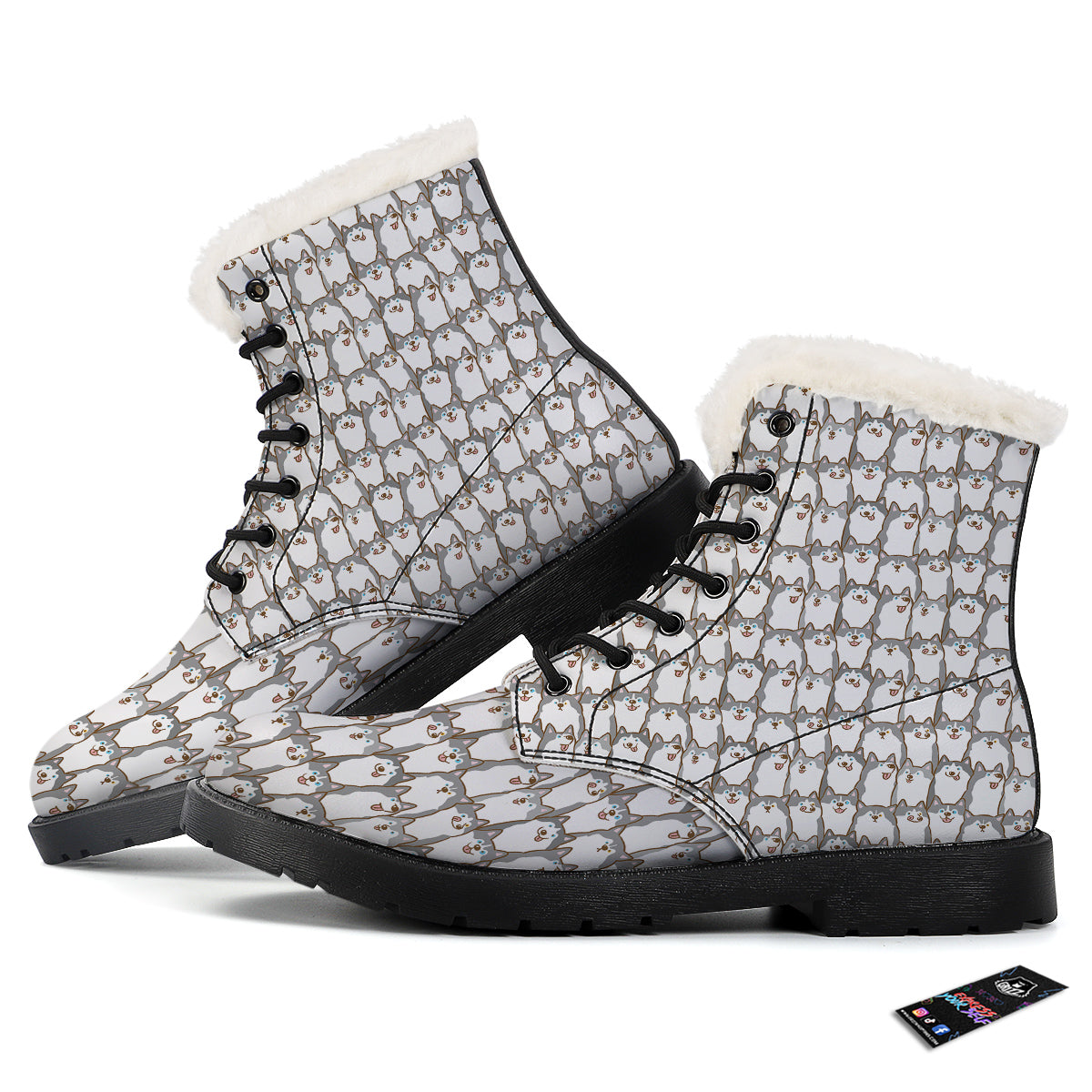Siberian Husky Cute Print Pattern Winter Boots-grizzshop