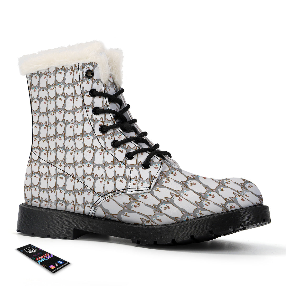 Siberian Husky Cute Print Pattern Winter Boots-grizzshop