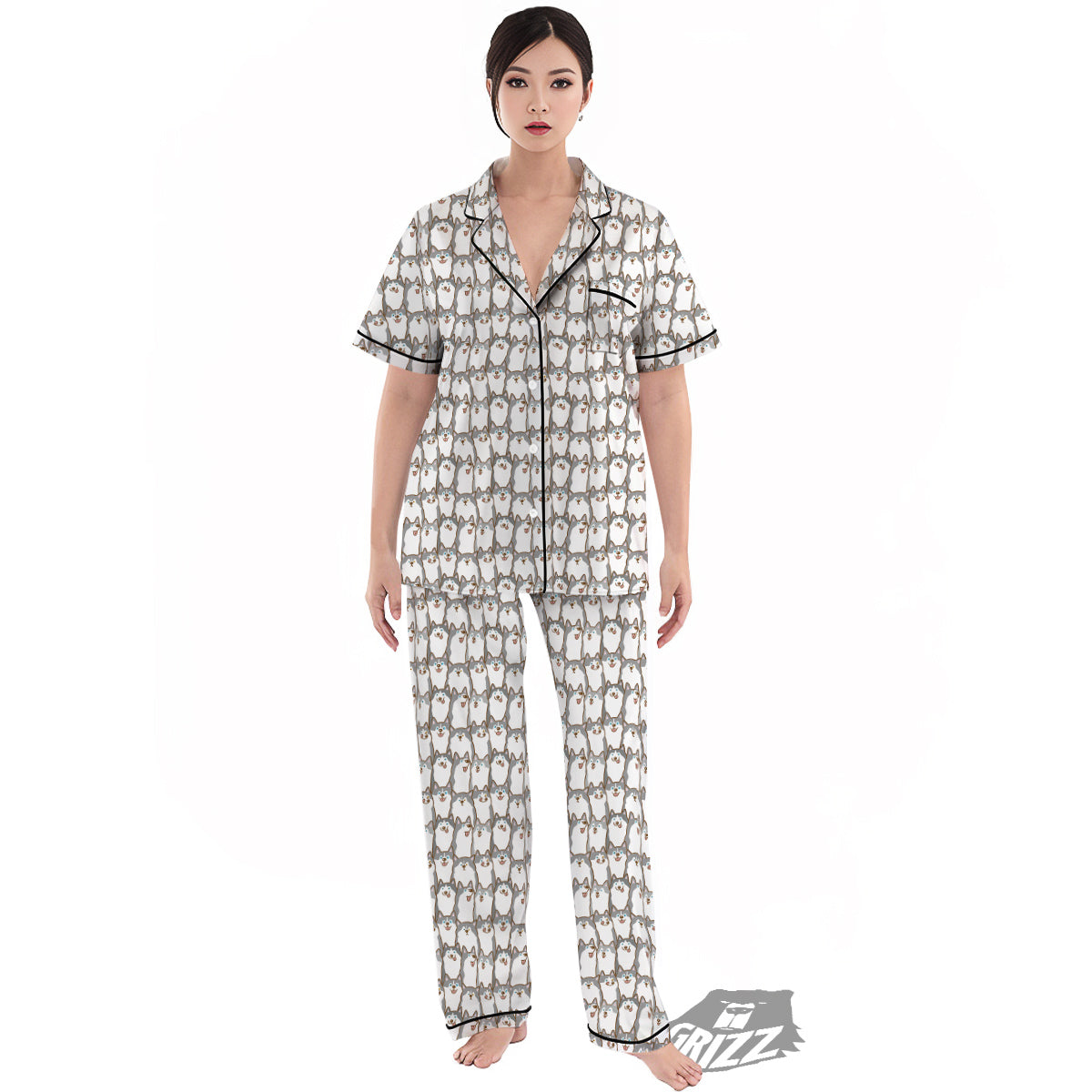 Siberian Husky Cute Print Pattern Women's Pajamas Set-grizzshop