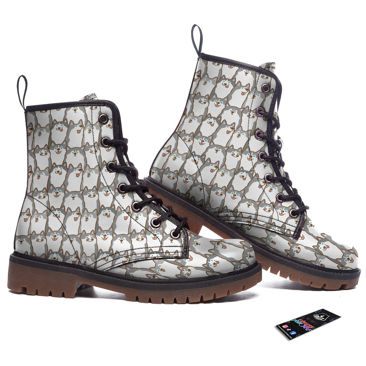 Siberian Husky Cute Print Pattern Work Boots-grizzshop