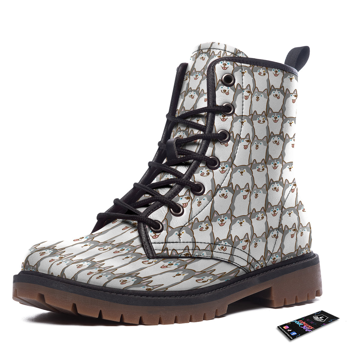 Siberian Husky Cute Print Pattern Work Boots-grizzshop