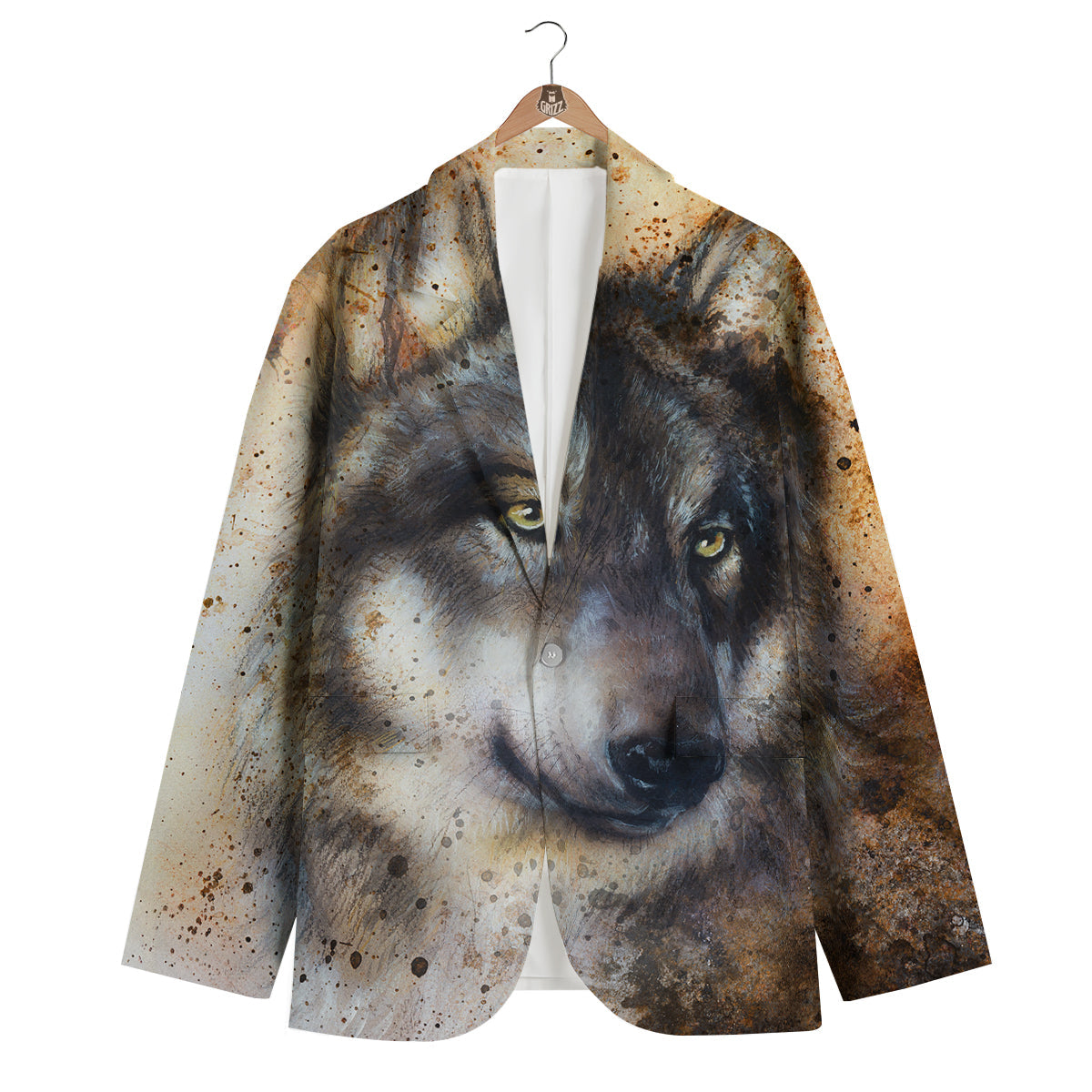 Siberian Husky Drawing Print Men's Blazer-grizzshop