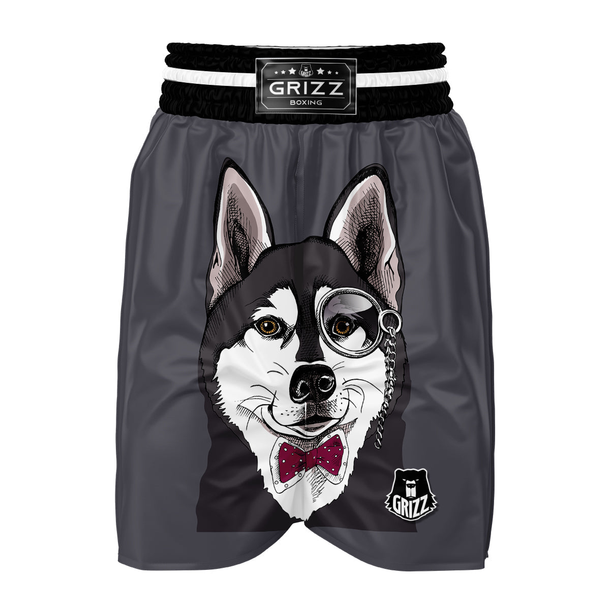 Siberian Husky Funny Glass Print Boxing Shorts-grizzshop