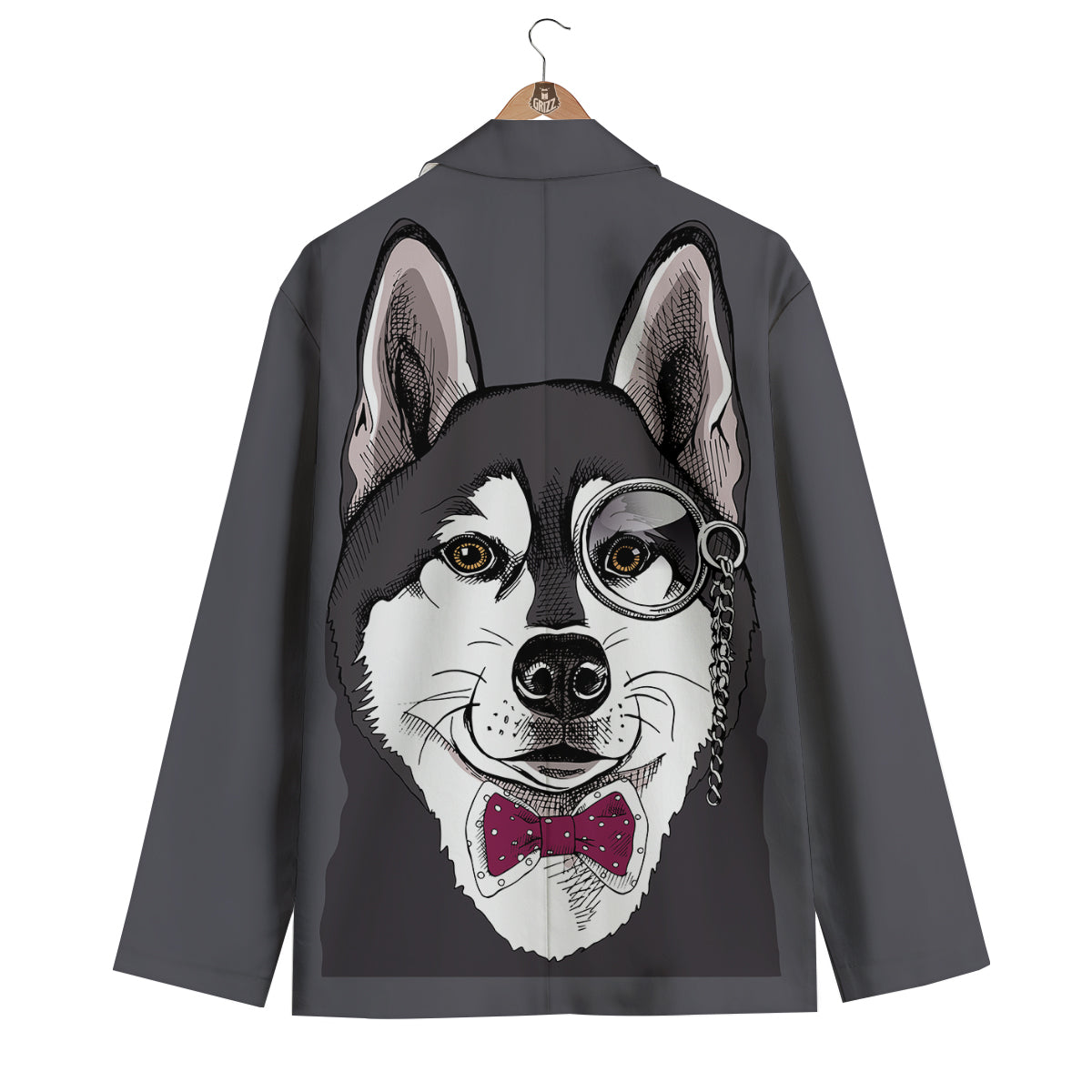 Siberian Husky Funny Glass Print Men's Blazer-grizzshop