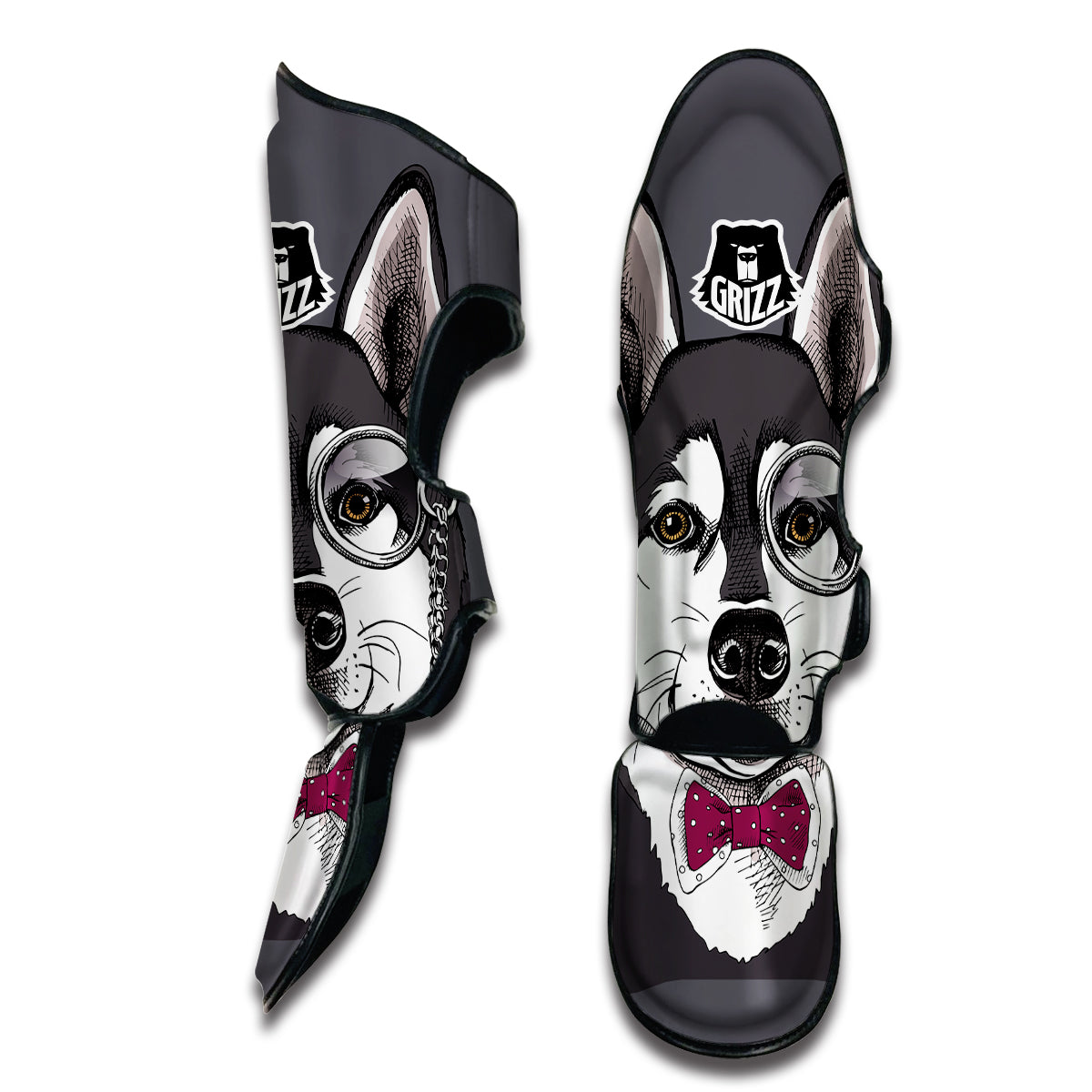 Siberian Husky Funny Glass Print Muay Thai Shin Guards-grizzshop