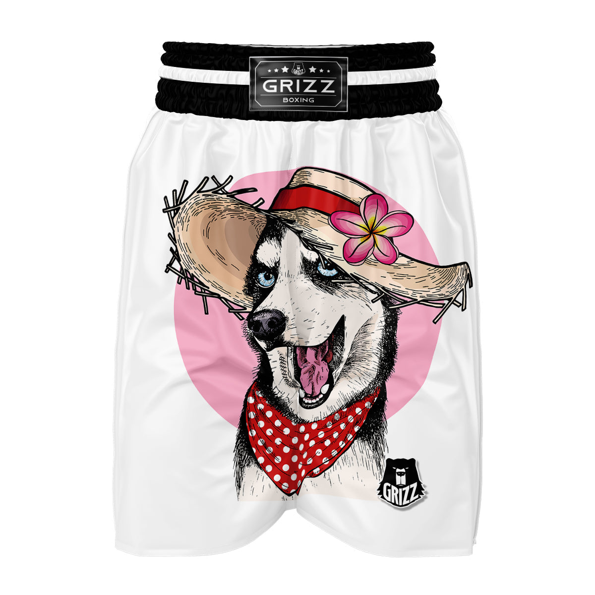 Siberian Husky Hat Print Boxing Shorts-grizzshop