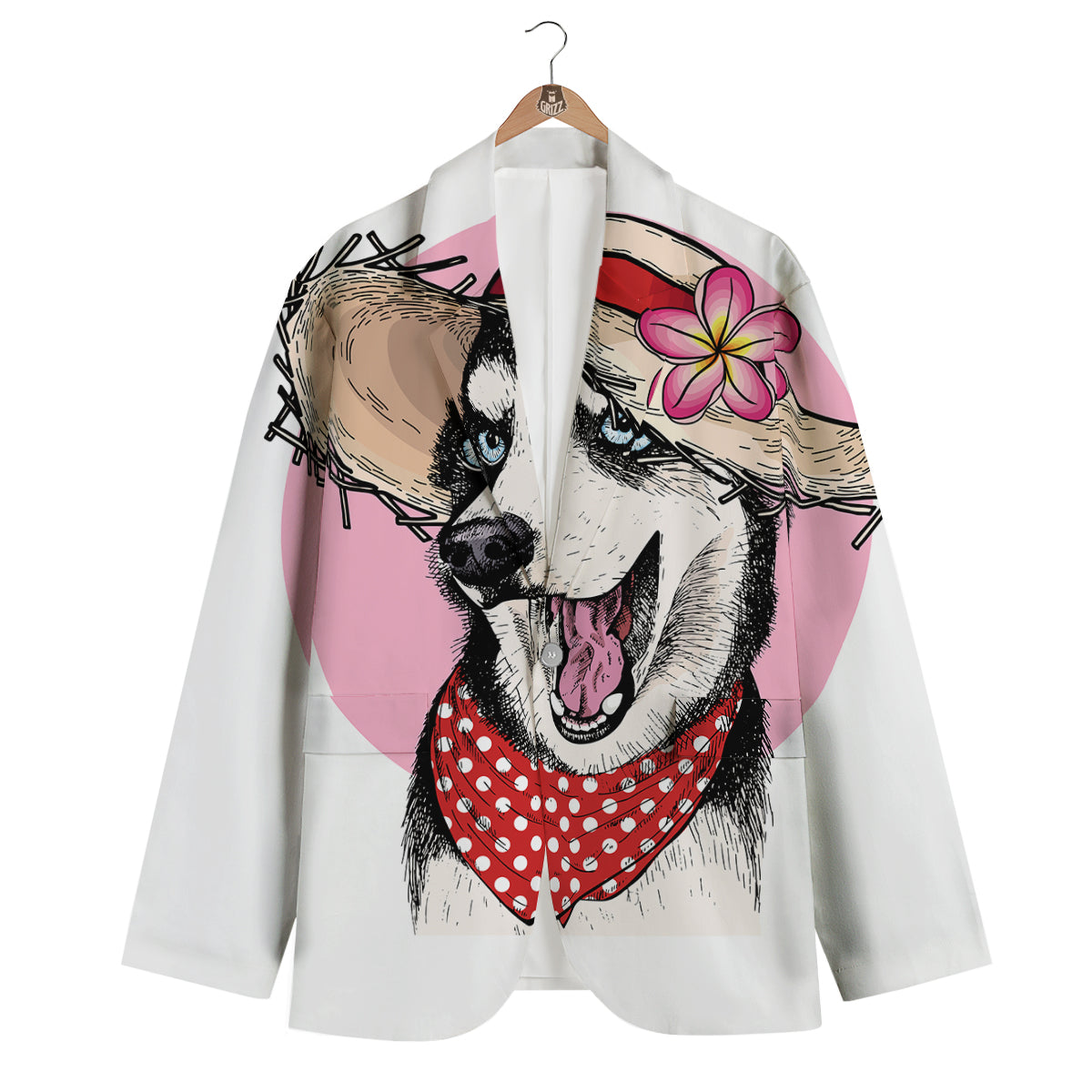 Siberian Husky Hat Print Men's Blazer-grizzshop